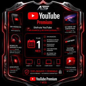 YOUTUBE 1 MES (BAJO PEDIDO)